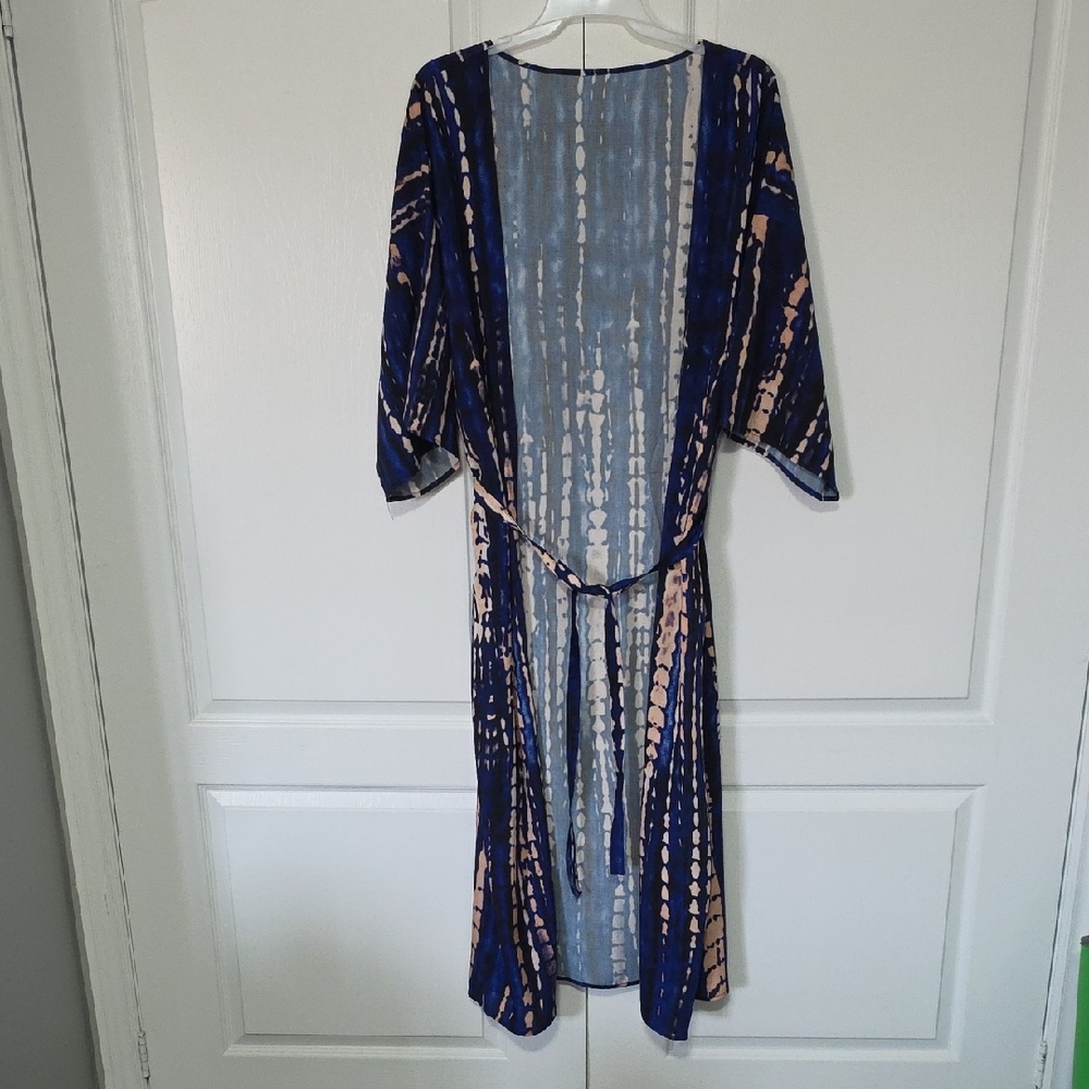 Blue and Nude Pink Tie-Dye Kimono